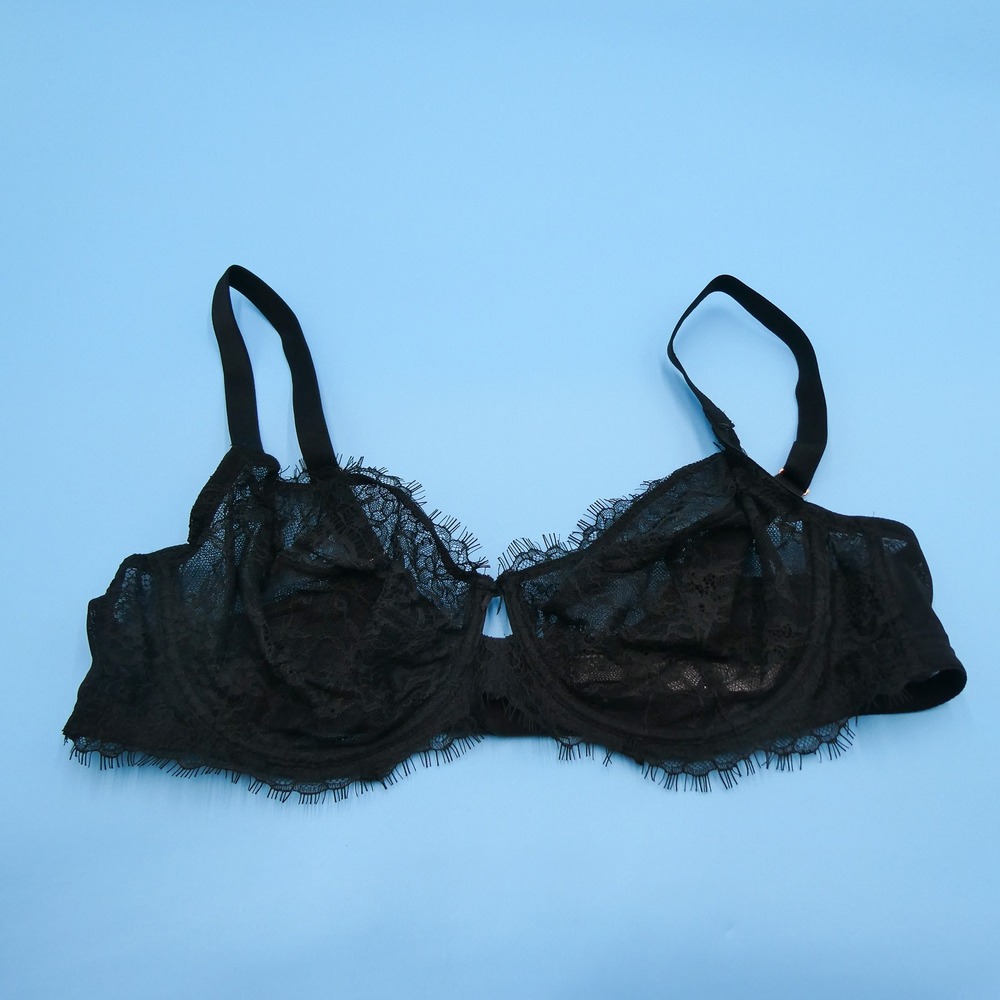 Victoria's Secret Bra Womens 40C Dream Angels Black Lace Unlined Demi‎ Polyamide